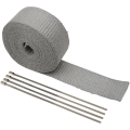 Exhaust Pipe Wrap Kit Silver 51 mm x 7,6 m (2" x 25) w/ silver tie wraps