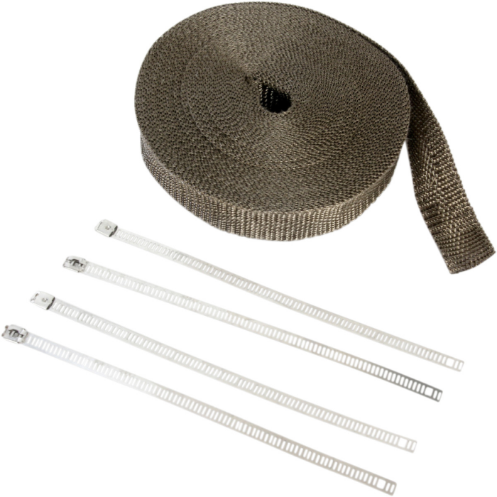Exhaust Pipe Wrap Kit Metallic 25 mm x 15 m (1" x 50) w/ silver tie wraps