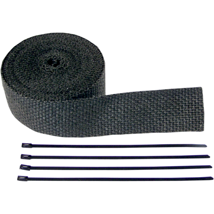 Exhaust Pipe Wrap Kit Black 51 mm x 7,6 m (2" x 50) w/ silver tie wraps